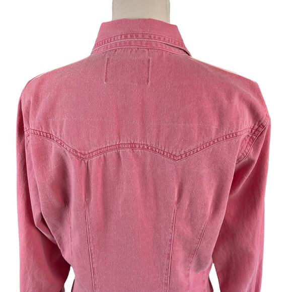 Ignite Shirt Women Size Large Pink Soft Denim Button Up Western Cowgirl Shacket - Picture 6 of 12